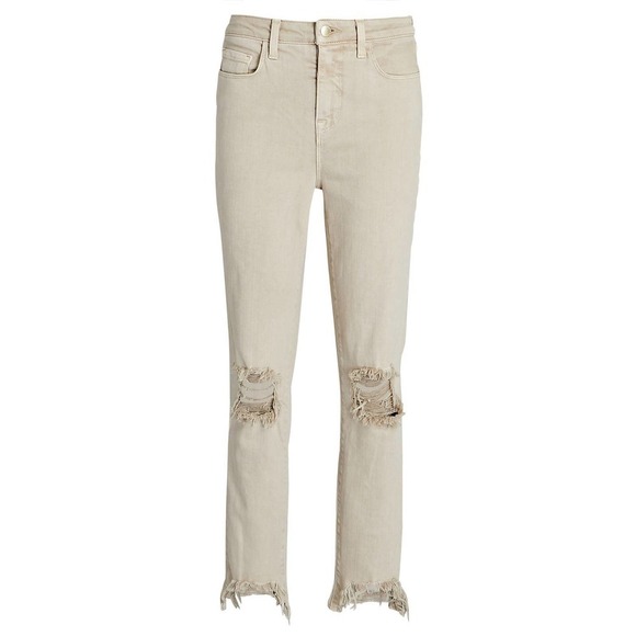 L'AGENCE High Line High-Rise Skinny Jeans Biscuit Destruct Cropped Size 27 - Picture 1 of 12